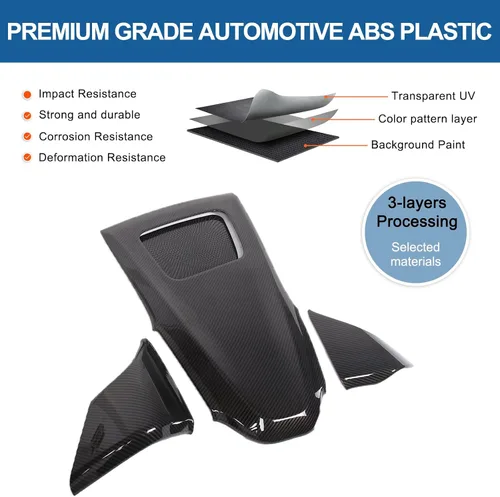 Miniatura 6 de Cubierta de panel de control compatible con Corvette C8 Stingray 2020-2024 ABS 4 piezas de cubierta de borde superior del salpicadero, accesorios