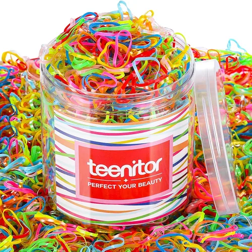 Miniatura 14 de Teenitor 2000 ligas para el pelo de niños pequeños, bandas elásticas de goma para el pelo de bebé, lazos para el pelo multicolor para niñas B