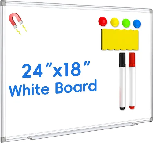 Miniatura 12 de Pizarra blanca magnética, pizarra de borrado en seco, 16 x 12 pulgadas, pizarra blanca montada en la pared con bandeja para bolígrafos, marco