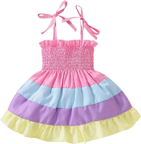 Vestido de verano para niñas pequeñas, vestido de princesa sin mangas, cuello halter, tutú de playa, vestido de verano bohemio con tirantes