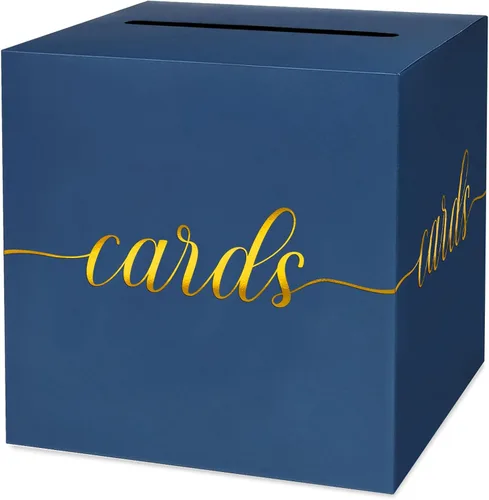 Miniatura 14 de 1 Paquete Caja de Tarjetas Negra y Dorada para Fiesta, Caja de Tarjetas de Regalo Negra de 8.7" para Cumpleaños, Boda, Baby Shower, Jubilación