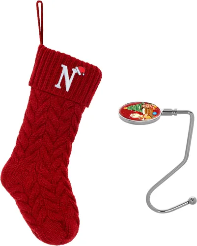 Miniatura 164 de Botas de Navidad personalizadas, iniciales personalizadas, 18 pulgadas, botas de Navidad tejidas con letras para colgar en la chimenea, botas de Rojo