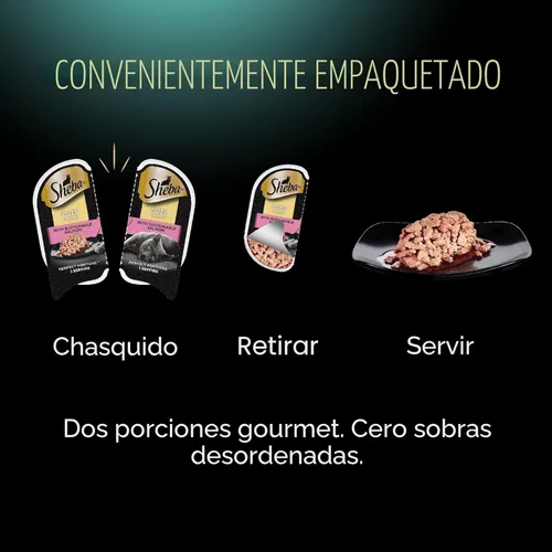 Miniatura 8 de Sheba Perfect Portions - Cortes de comida húmeda para gatos en salsa, con salmón sostenible, plato de trucha tierno y con atún sostenible, bandejas