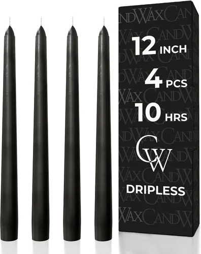 Miniatura 9 de CANDWAX Paquete de 4 velas cónicas blancas, sin goteo, de combustión lenta, sin perfume, de 12 pulgadas, ideales para mesa de comedor, candelabros