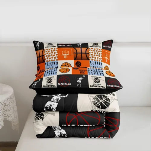 Miniatura 5 de Boy Basketball Comforter Set Twin Size,Ball Sport Games Bedding Sets 2Pcs for Girls Boys Teens Room Decor,Basketball Player Silhouette Duvet Insert