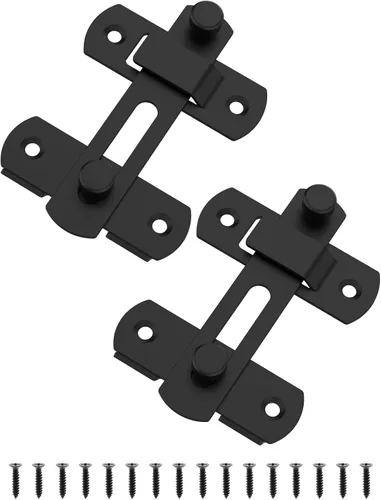 Miniatura 10 de Cerradura de puerta corrediza de granero, pestillos de seguridad de acero inoxidable y cerrojos de perno de puerta para gabinete de vino, baño, Negro