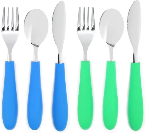 Miniatura 9 de Elk and Friends Cubiertos para niños con mango de silicona Cubiertos seguros para niños Utensilios para niños Juego de cuchara + tenedor +