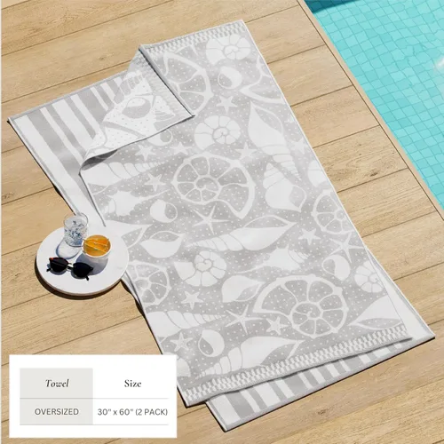 Miniatura 5 de Great Bay Home Toallas de Playa 100% Algodón Paquete de 2 Toallas de Piscina de 30 x 60" Azul Marino para Adultos y Niños Toallas Absorbentes