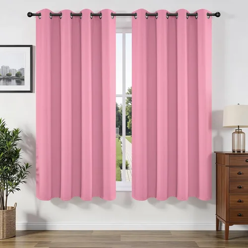 Miniatura 113 de Joydeco - Juego de 2 paneles de cortinas opacas de 63 pulgadas, 2 cortinas largas con aislamiento térmico burg, cortinas de oscurecimiento