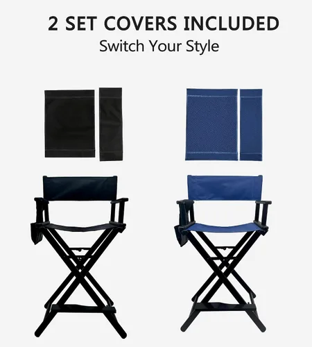 Miniatura 8 de Silla plegable extra alta de 30 pulgadas, silla de aluminio ligera para artista de maquillaje para cliente, silla de director portátil para estudio
