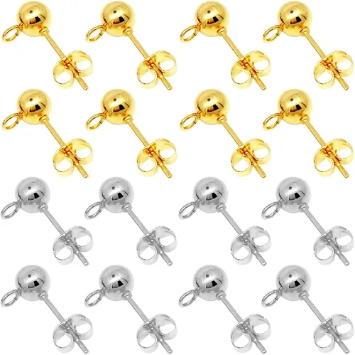 Juego de 700 aretes de bola para hacer joyas, 300 aretes de bola, aretes de bola con lazo con 400 aretes de mariposa de repuesto para hacer joyas de