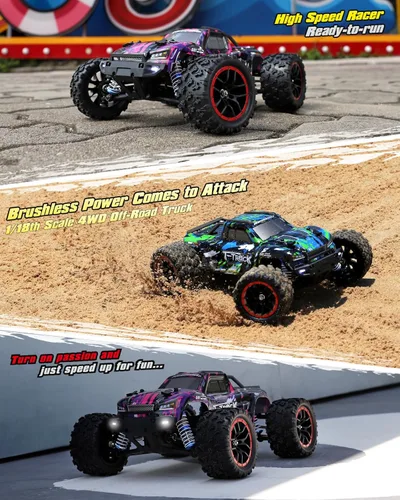 Miniatura 4 de HAIBOXING autos de control remoto sin escobillas a escala 1/18, rápidos, 18859A, 4WD todoterreno, camiones de control remoto 48 KM/H de velocidad