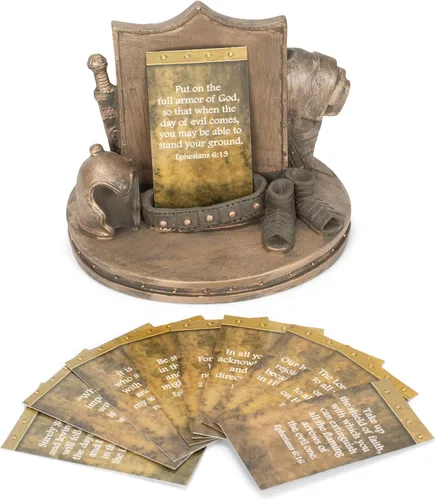 Miniatura 5 de Dicksons Bronzetone Full Armor Scripture - Tarjetero decorativo de resina (3 x 4)