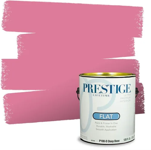 Miniatura 70 de Prestige Paints E100-T-SW6591 Pintura exterior e imprimación en uno, 1 galón, plano, combinación comparable de Sherwin Williams Amaryllis, 1 galón