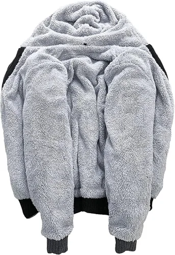 Miniatura 2 de JACKETOWN Sudadera con capucha de forro polar pesado para hombre, con cremallera completa, forro de sherpa, abrigo cálido de lana