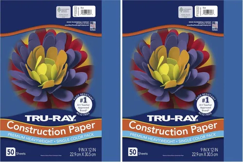 Tru-Ray® Papel de construcción pesado, azul, 9 x 12 pulgadas, 50 hojas (paquete de 2)