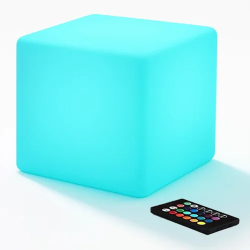 Miniatura 14 de Silla de cubo LED de 20 pulgadas, Mesa de Luz de Cubo LED Inalámbrica Recargable, cubos de luz brillantes de 16 colores, lámpara de pie impermeable