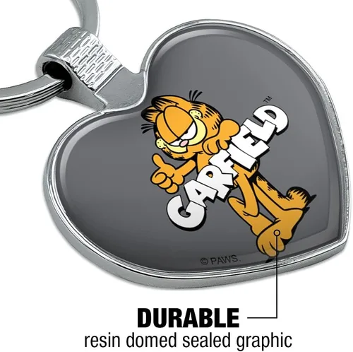Miniatura 5 de GRAPHICS & MORE Garfield with Logo Keychain Heart Love Metal Key Chain Ring