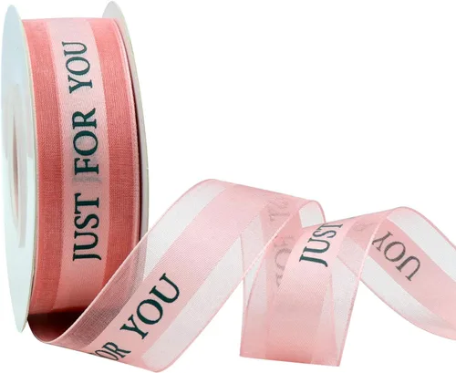 Cinta de gasa rosa frijol de 1 pulgada, cinta Just for You para fiestas de vacaciones, decoraciones de boda, envoltura de regalo de 22 yardas para