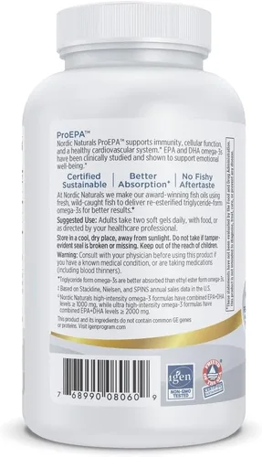Miniatura 6 de Nordic Naturals ProEPA, Limón - 120 geles blandos - 1210 mg Omega-3 - Fórmula EPA de alta intensidad para un estado de ánimo saludable, salud