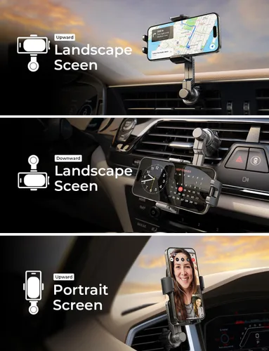 Miniatura 5 de LISEN Soporte para iPhone 17 para ventilación de coche [Nunca bloquea] Soporte giratorio 360 para teléfono de coche, clip de ventilación de aire