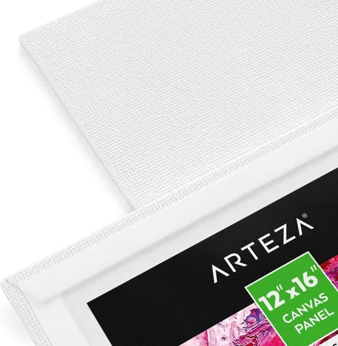 Miniatura 2 de ARTEZA Tableros de lienzo para pintura, 12 x 16 pulgadas, paquete de 14, paneles de lienzo blanco en blanco para pintura acrílica, óleo y gouache
