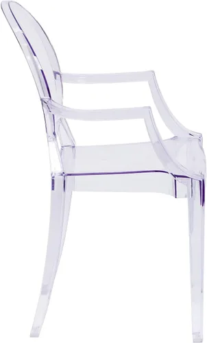 Miniatura 8 de Flash Furniture Silla de comedor y acento fantasma para interiores y exteriores con brazos curvos y asiento contorneado, silla apilable
