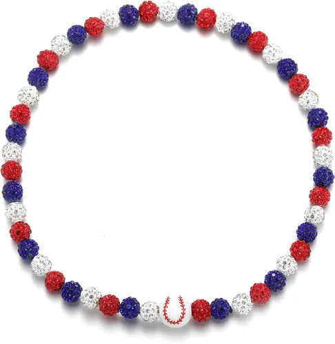 Miniatura 46 de SKQIR Collar de Cuentas de Béisbol para Hombres Bling Accesorios de Goteo de Béisbol con Diamantes de Imitación Brillantes para Hombres Colección