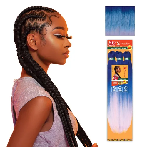 Miniatura 47 de Sensationnel X-Pression - Trenzas prestiradas, 3 unidades, 58 pulgadas, paquete de 1 unidad, 1B