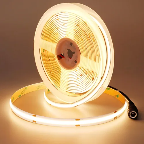 JOYLIT Tira de luces LED COB de 24 V, 16.4 pies, 3000 K, blanco cálido, 550 lm/ft, súper brillante, CRI 95+, UL Premium, 2400 LED, cinta adhesiva
