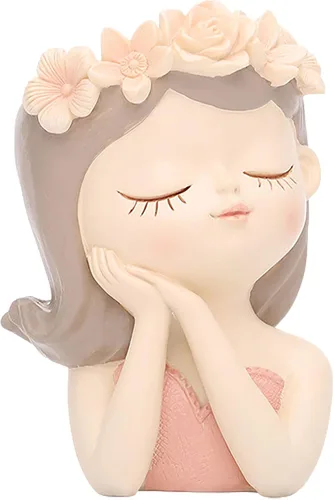 Miniatura 10 de Maceta pequeña con cabeza de hada, bonitas macetas para suculentas, maceta de cara de niña, mini macetas de resina con orificio de drenaje, jarrón