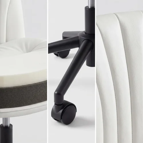 Miniatura 8 de Marsail Criss Cross Office Chair with Wheels, Armless Wide Desk Chair for Active Sitting, PU Leather Cross Legged Chair for Home Office