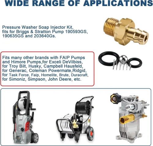 Miniatura 5 de Jingzan Juego de 2 inyectores de jabón químico para lavadora a presión para Briggs and Stratton, Homelite, Ryobi y Husky reemplazan a 190593GS