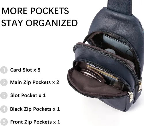 Miniatura 2 de BOSTANTEN Bolso bandolera pequeño para mujer, bolso cruzado de cuero, riñonera, bolsa de pecho para viajes