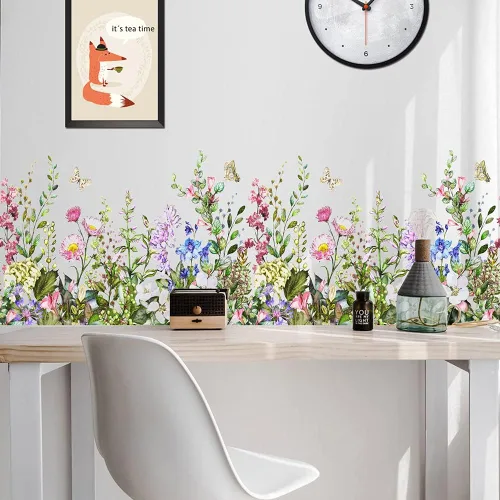 Miniatura 3 de Pegatina de pared de mariposas de flores coloridas para dormitorio, sala de estar, TV, sofá, fondo