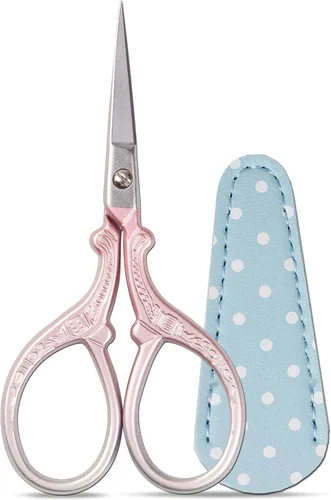 Miniatura 12 de Tijeras de 3.6 pulgadas para costura y manualidades, de acero inoxidable, con funda de cuero para punto de cruz, corte de papel, artesanía, trabajo