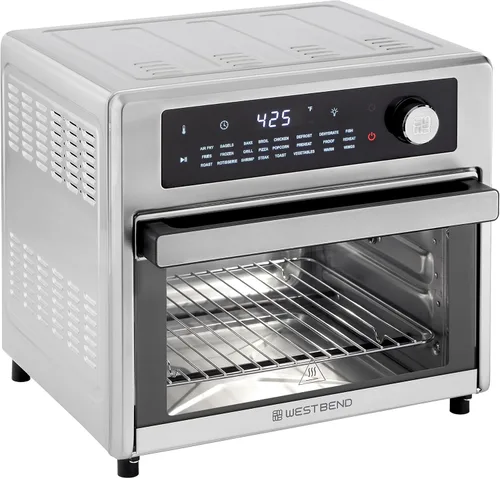Horno freidora de aire West Bend XL de 26 cuartos con controles digitales, puerta de fácil visualización y 24 programas de cocción, incluye nueve