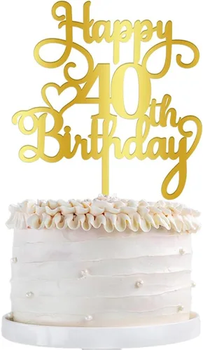 Miniatura 18 de Decoración de pastel de feliz cumpleaños 50, decoración acrílica dorada de doble cara, para decoración de pasteles de feliz cumpleaños 50