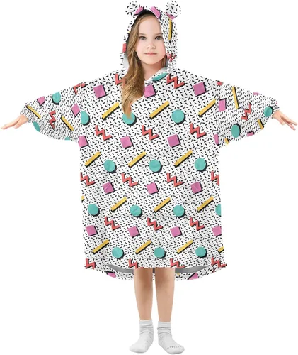 Miniatura 26 de Mantas portátiles para niños, súper suaves, cálidas y acogedoras, sudadera con capucha de gran tamaño, regalos para niños de 3 a 14 años, niñas