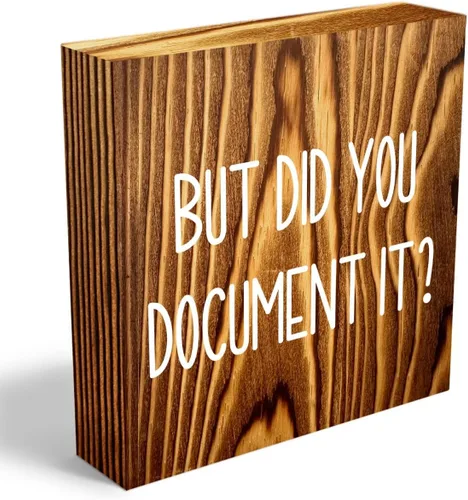 Miniatura 16 de mmiishe Letrero decorativo de madera con texto en inglés «But Did You Document It» para oficina, caja de madera para oficina, letrero cuadrado Negro