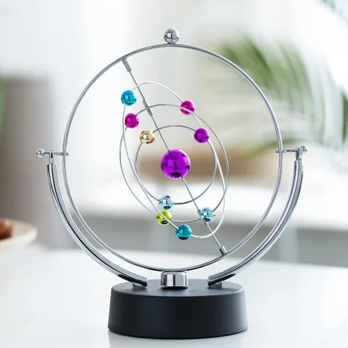 Miniatura 7 de Ornamento de escritorio para oficina en casa con movimiento electrónico perpetuo operado por batería (Sistema Solar)