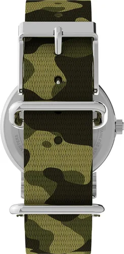 Miniatura 3 de Timex Reloj Weekender para mujer de 1.220in - Caja plateada con correa de tela de camuflaje esfera blanca