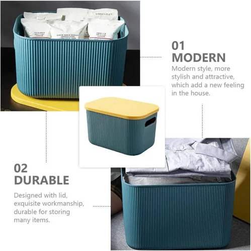 Miniatura 6 de Garneck 1 caja de almacenamiento de plástico con tapa, elegante organizador para ropa, cosméticos y decoración del hogar más versátil y opción