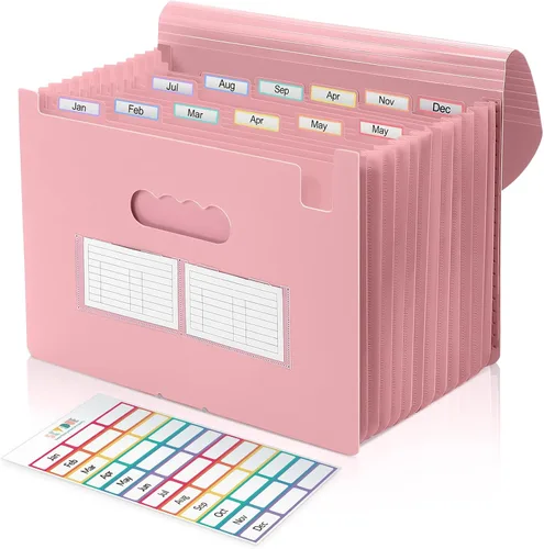 Miniatura 11 de SKYDUE Organizador de archivos de acordeón, carpeta de archivos expandible con 13 bolsillos, organizador portátil de recibos de papel para Negro