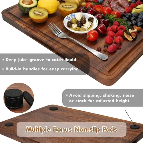 Miniatura 6 de AZRHOM Tabla de Cortar de Madera de Nogal, 20x15 pulgadas Tablas de Cortar de Madera Extra Grandes con Ranura Profunda para Jugos y Mango Lateral