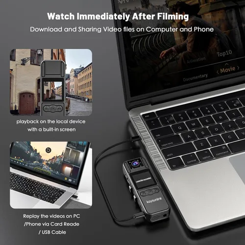 Miniatura 6 de kaysunlink Cámara corporal con grabación de audio y video 1080P FHD Mini Policía Portátil Pequeña Cámara Personal Usable en el Cuerpo Videocámara