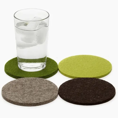 Miniatura 34 de Graf Lantz - Juego de 4 posavasos redondos de lana de merino Bierfilzl - Negro (círculos de 10 cm) - Absorbe el 30% del peso - Lana alemana