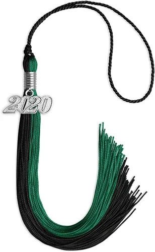 Miniatura 224 de Endea Graduation Borla de doble color con gota de fecha plateada (negro/oro antiguo, 2025)