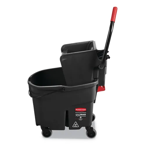 Miniatura 3 de Rubbermaid Commercial Products WaveBrake 35 QT - Cubo de fregona y escurridor con combo de ruedas y cubo para agua sucia, color negro, para limpieza