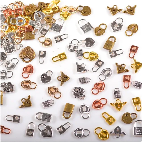 Miniatura 15 de stino 100 gramos de dijes de metal para hacer joyas, chapados en plata y oro, paquete a granel para pulseras, collares, manualidades Cruz